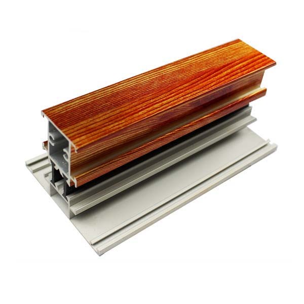 Longitud de perfiles de aluminio con acabado de madera en forma de T personalizada para ventanas y puertas